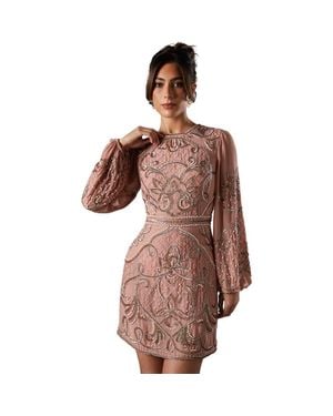 Coast Muse Chiffon Embellished Mini Dress - Brown