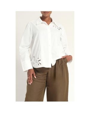 Estelle Kalani Eyelet Cotton Shirt - White