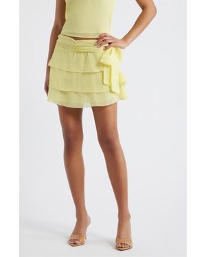 Bella Venice Emma Side Tie Ruffle Miniskirt - Yellow