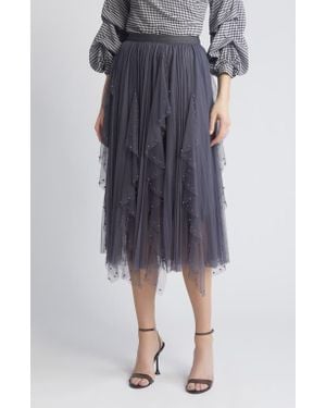 NIKKI LUND Wendy Beaded Tulle Skirt - Blue