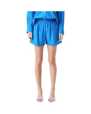 Grey Lab Cotton Boyfriend Shorts - Blue