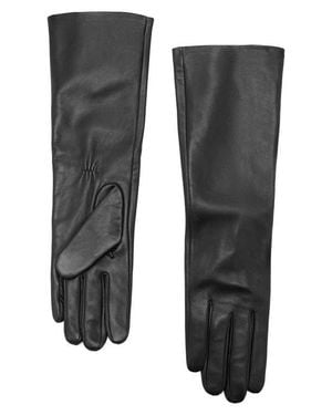 Mango Long Leather Gloves - Black