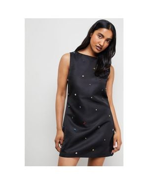 Warehouse Sleeveless Sequin Mini Dress - Blue