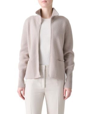 Akris Cashmere Piqué Knit Zip-Up Cardigan - Multicolor