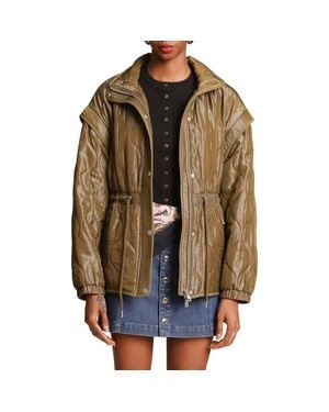 Avec Les Filles Drawstring Waist Quilted Jacket - Brown