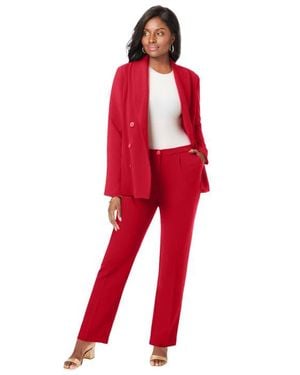 Jessica London 2-Piece Double-Breasted Pantsuit - Red