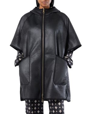 Marina Rinaldi Gel Reversible Faux Fur Hooded Cape - Black