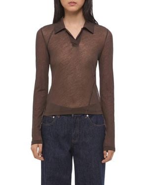 Helmut Lang Twisted Polo Top - Brown