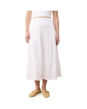 Marine Layer Corinne Double Cloth Cotton Maxi Skirt - White