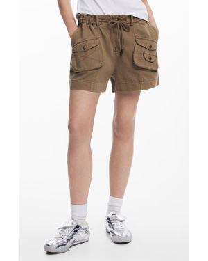 Desigual Cotton Cargo Shorts - Natural