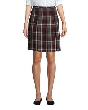 Lands' End School Uniform Young Plaid Box Pleat Skirt Top Of The Knee - Black