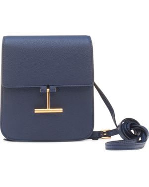 Tom Ford Mini Tara Grained Leather Crossbody Bag - Blue
