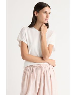 MODERN CITIZEN Willa Organic Cotton V-Neck Tee - White