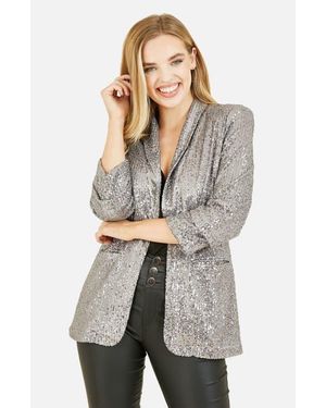 Yumi' Sequin Blazer - Gray