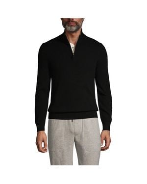 Lands' End Fine Gauge Cashmere Quarter Zip - Black