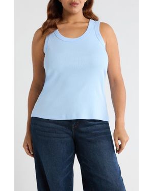 Caslon Scoop Neck Rib Cotton Tank - Blue