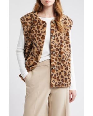 d.RA Sandy Leopard Faux Shearling Vest - Natural