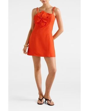 EVER NEW Nicolette Flower Sleeveless Linen Blend Minidress - Red