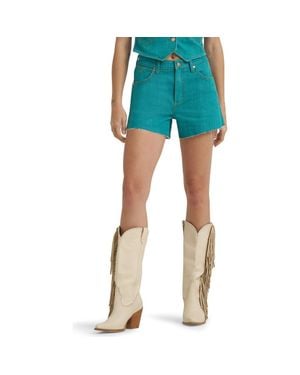 Wrangler X Lainey Wilson High Waist Denim Cutoff Shorts - Blue