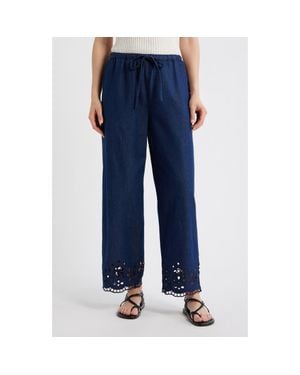 Madewell Eyelet Denim Pull-On Pants - Blue