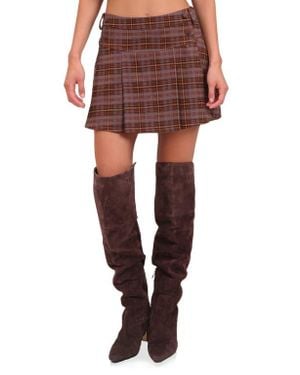 Avec Les Filles Plaid Pleated Miniskirt - Red