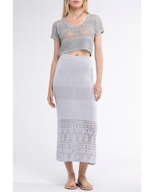 Sunday Saint Tropez Gioca Crochet Cover-Up Maxi Skirt - Purple