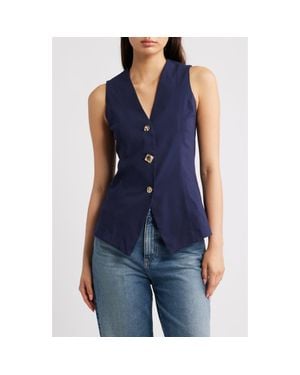 Friends Like These Button Front Vest - Blue