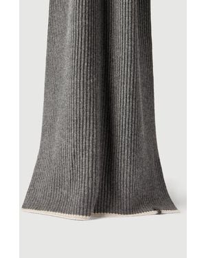Brunello Cucinelli Cashmere English Rib Knit Scarf With Monili - Gray
