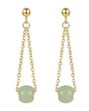 seree Zodiac Libra Skinny Chain Jade Earrings - White