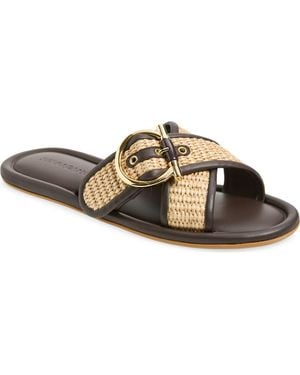 Ferragamo Elyzia Raffia Slide Sandal - Brown