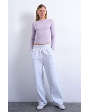 TOPSHOP Long Sleeve Curve Hem Top - Purple