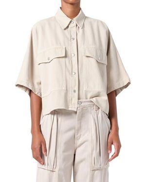 Agolde Taron Short Sleeve Denim Button-Up Shirt - Natural