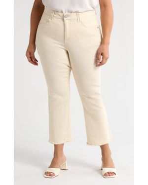 Wit & Wisdom Frayed High Waist Ankle Slim Straight Leg Pants - Natural