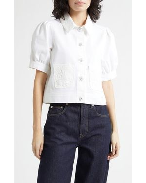 Cinq À Sept Ivana Short Sleeve Denim Jacket - White