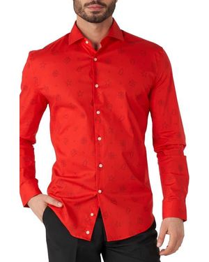 Opposuits Christmas Icons Stretch Button-Up Shirt - Red