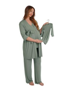 Everly Grey Analise During & After 5-Piece Maternity/Nursing Sleep Set For Mom & Baby - Green