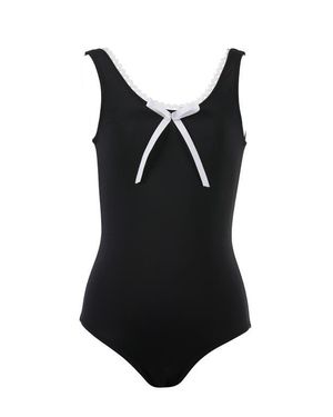 NESSI BYRD The Timeless Monochrome Lace-Trimmed And Center Bow One-Piece Swimsuit - Black