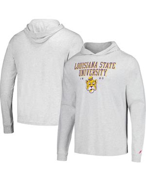 League Collegiate Wear Lsu Tigers Team Stack Tumble Long Sleeve Hooded T-Shirt - Gray