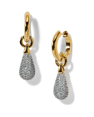 Nadri Gemini Pavé Huggie Hoop Drop Earrings - Metallic