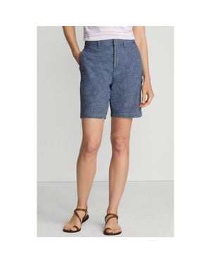 Lands' End Plus Size Elastic Back Classic 7 Chino Shorts - Blue