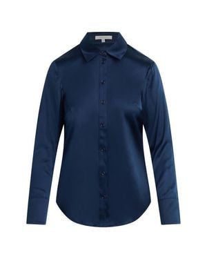 FAVORITE DAUGHTER The Bailey Silk Blend Shirt - Blue