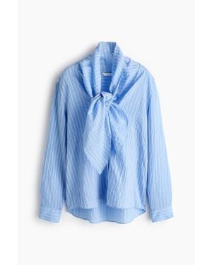 H&M Scarf-Collar Shirt - Blue