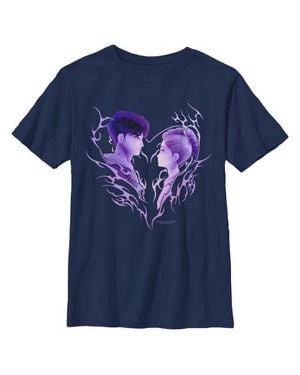 K-Pop Demon Hunters Boy's Jinu And Rumi Love Graphic T-Shirt - Blue