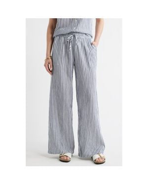 Caslon Wide Leg Linen Blend Pants - Blue
