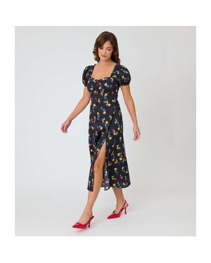 Unique Vintage Sweetheart Midi Dress - Blue