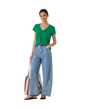 Hush Slim Fit Slub Cotton V-Neck T-Shirt - Green