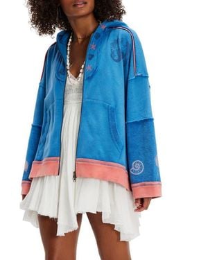 Free People Seashell Hooded Zip Jacket - Blue