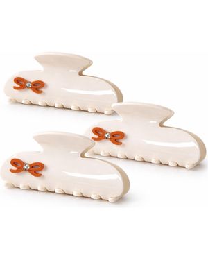 Donatello Gian Sweet Bow Claw Clip - White