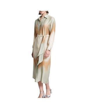 Ottod'Ame Printed Viscose Long Shirt Dress - Metallic
