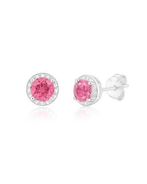 Donatello Gian Sterling Halo Stud Earrings - Pink